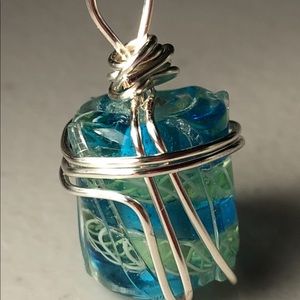 Glass pendant and matching earrings.  Handmade!